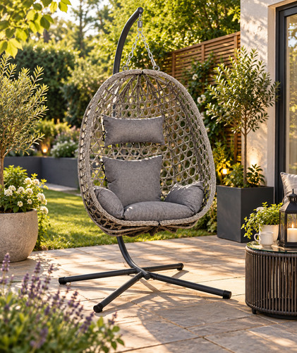 Rattan hanging egg chair - chair, with