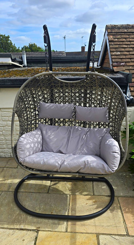 Grey rattan double hanging - grey,