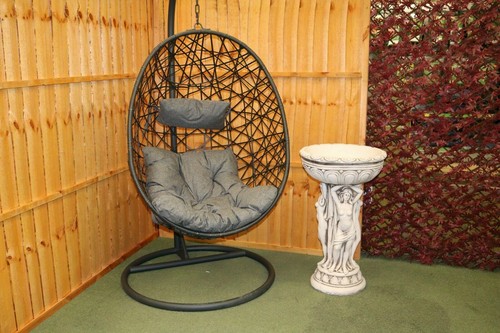 Grey rattan swing patio garden - grey,